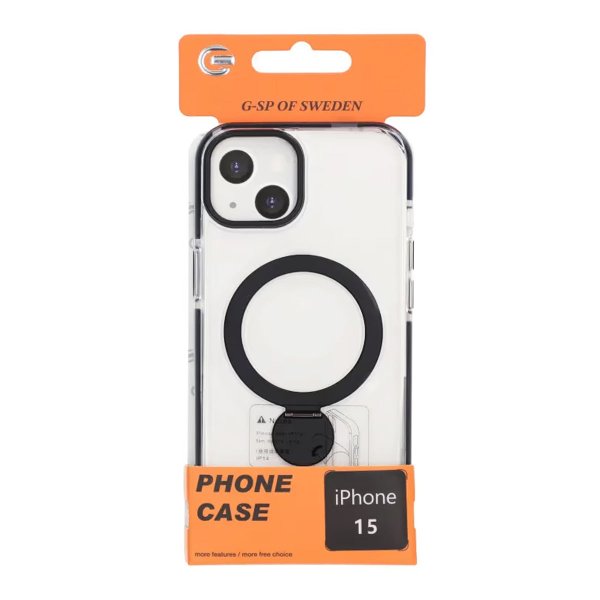 iPhone 15 Deksel Ring Stand MagSafe Svart