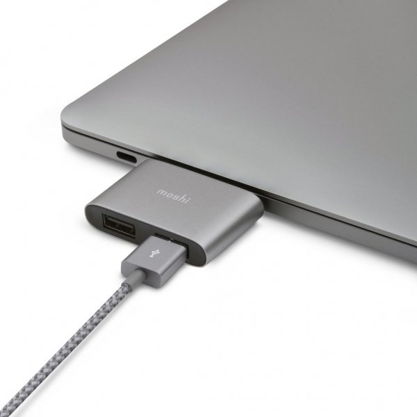 Moshi USB-C to Dual USB-A Adapter Titanium Gray