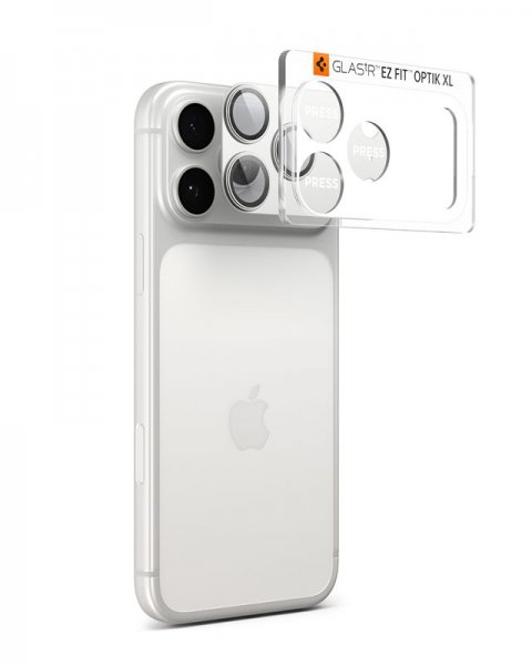 Spigen iPhone 17 Pro Kamerabeskytter Glas.tR EZ Fit Optik Pro XL Sølv