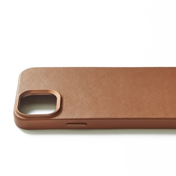 Mujjo iPhone 15 Deksel Full Leather Case Dark Tan