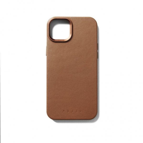Mujjo iPhone 15 Deksel Full Leather Case Dark Tan