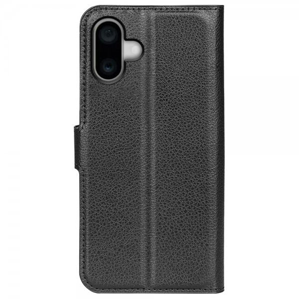 iPhone 16 Plus Etui Litchi Svart