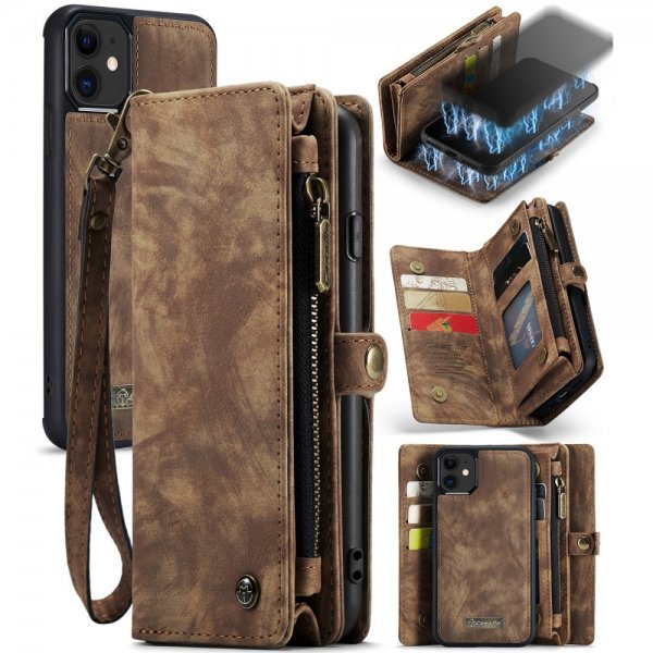 CaseMe iPhone 11 Etui 008 Series Avtakbart Deksel Brun