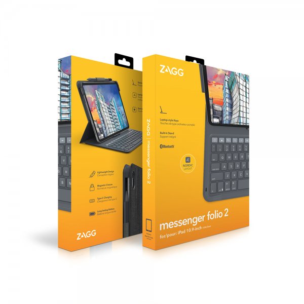 Zagg iPad 10.9 (gen 10)/iPad 11 (A16) Etui med tastatur Messenger Folio 2 Nordic Layout Charcoal