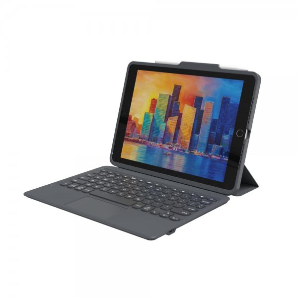 Zagg iPad 10.2 Etui med tastatur Pro Keys with Trackpad Nordic Svart Grå