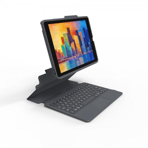 Zagg iPad 10.2 Etui med tastatur Pro Keys with Trackpad Nordic Svart Grå