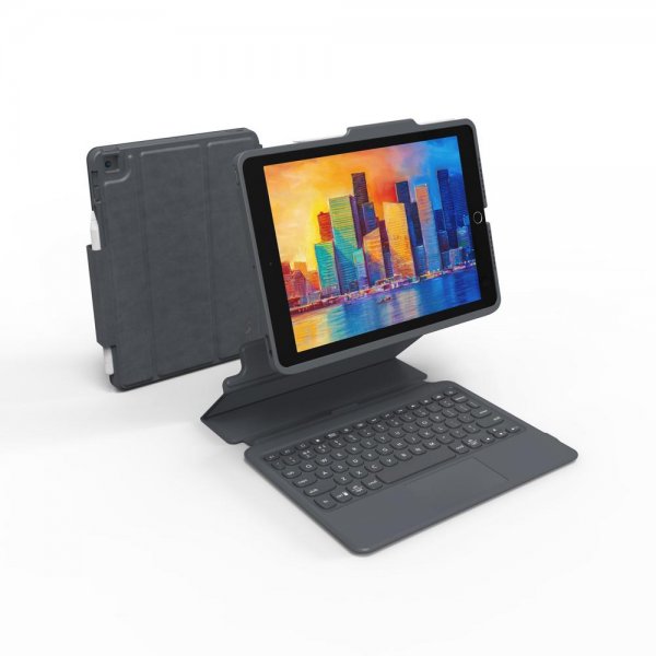 Zagg iPad 10.2 Etui med tastatur Pro Keys with Trackpad Nordic Svart Grå