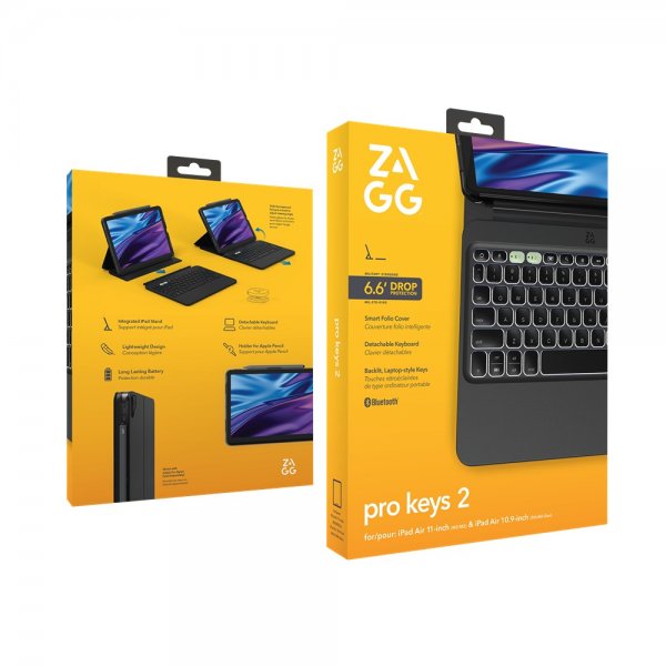 Zagg iPad Air 11 (M2/M3) Etui Med tastatur Pro Keys 2 Nordic Layout Svart