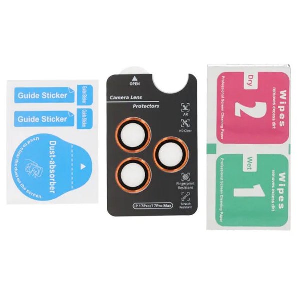 iPhone 17 Pro Max Kamerabeskytter i Herdet Glass Oransje