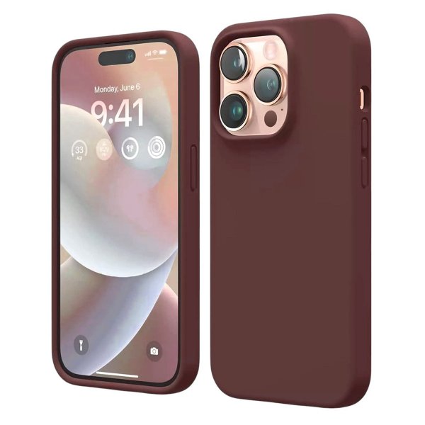 Rvelon iPhone 14 Pro Deksel Silikon MagSafe Brun
