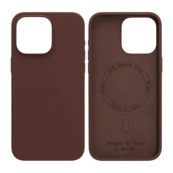 Rvelon iPhone 15 Pro Max Deksel Silikon MagSafe Brun