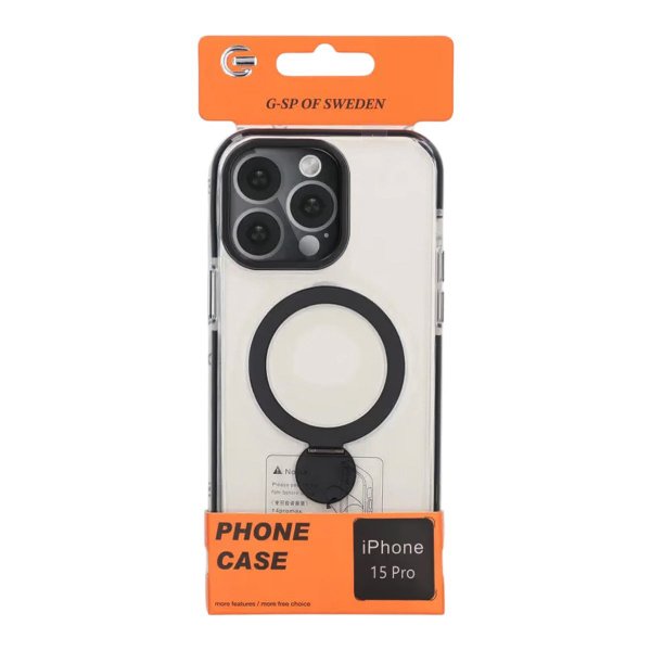 iPhone 15 Pro Deksel Ring Stand MagSafe Svart
