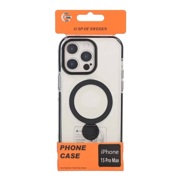 iPhone 15 Pro Max Deksel Ring Stand MagSafe Svart