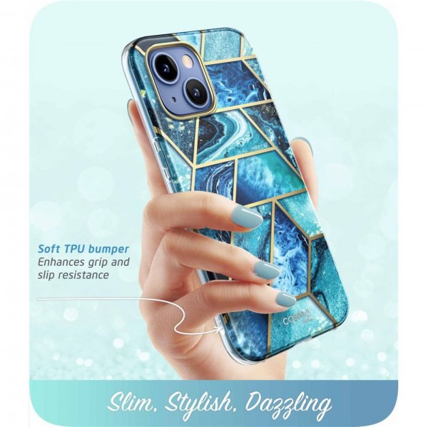 Supcase iPhone 14 Plus Deksel Cosmo Blue Marble