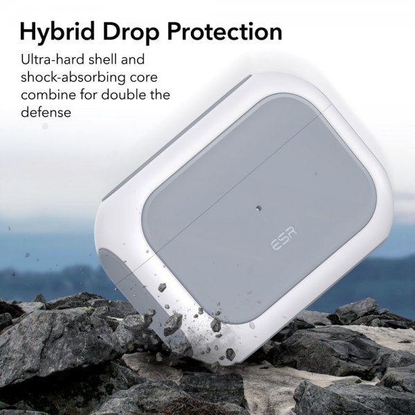 ESR AirPods Pro/AirPods Pro 2 Deksel Orbit Hybrid HaloLock Hvit