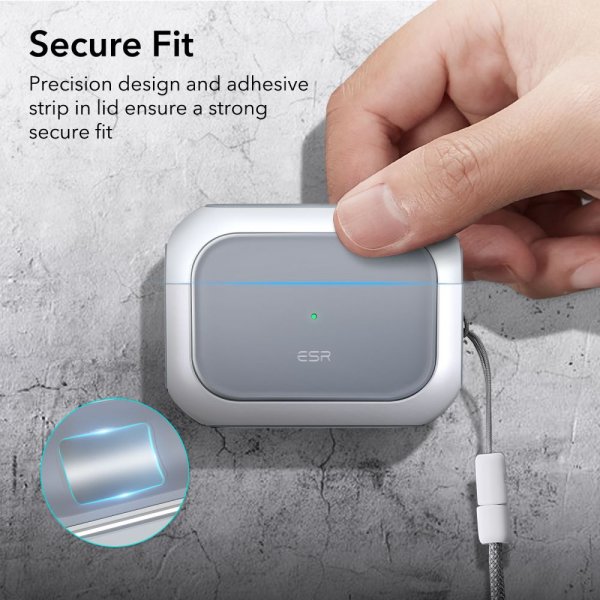ESR AirPods Pro/AirPods Pro 2 Deksel Orbit Hybrid HaloLock Hvit