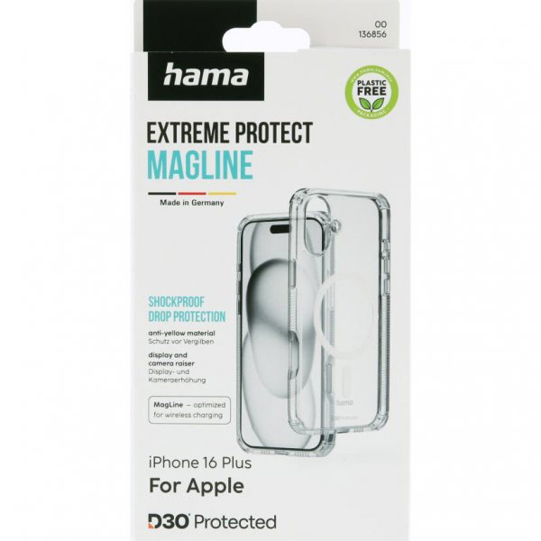 Hama iPhone 16 Plus Deksel Extreme Protect MagLine Transparent