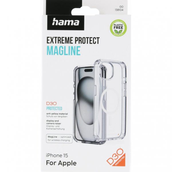 Hama iPhone 15 Deksel Extreme Protect MagLine Transparent