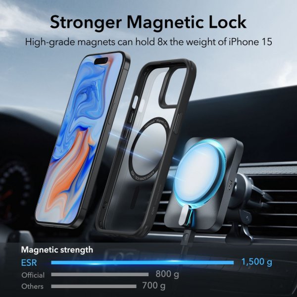 ESR iPhone 15 Deksel Classic Hybrid HaloLock Svart