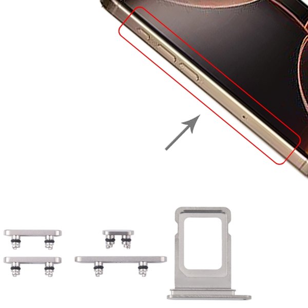 Knapper og SIM-kortholdere for iPhone 15 Pro og 15 Pro Max - Hvit