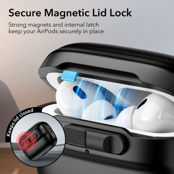 ESR AirPods Pro/AirPods Pro 2 Deksel Pulse FlickLock HaloLock Svart