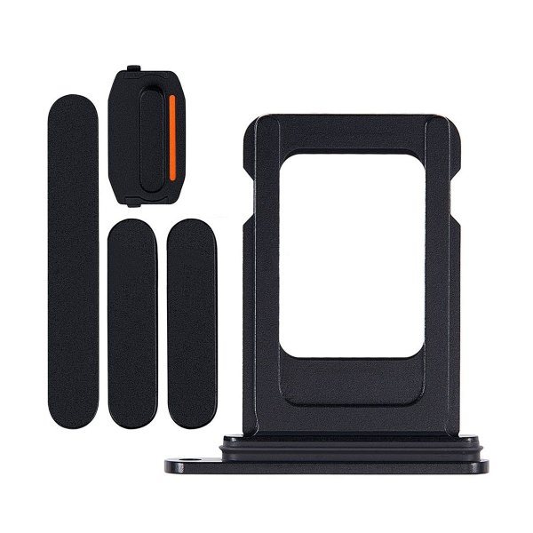 Knapper og SIM-kortholder for iPhone 15 og 15 Plus - Svart