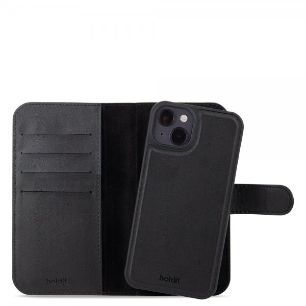 holdit iPhone 13/iPhone 14 Etui Wallet Case Magnet Plus Black