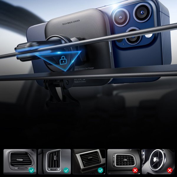 ESR Mobilholder til bil Qi2 Wireless Car Charger CryoBoost HaloLock Svart