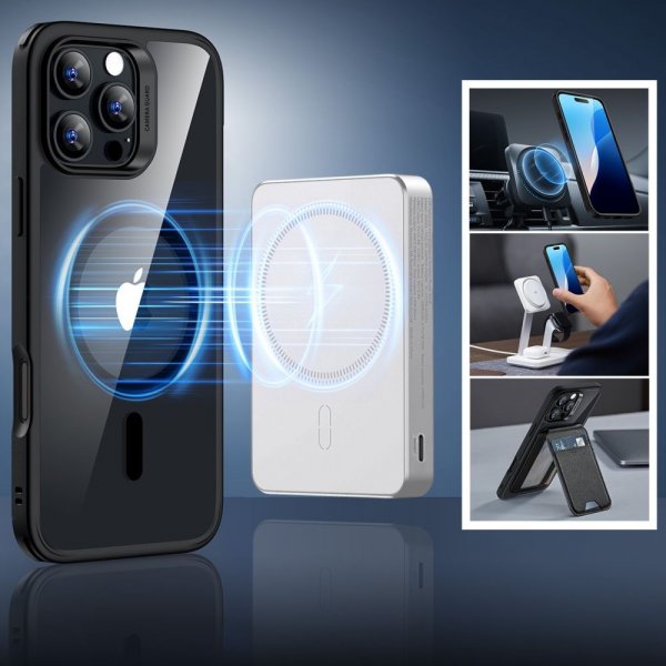 ESR iPhone 16 Pro Deksel og Skjermbeskytter Classic Hybrid MagSafe Set Svart Transparent