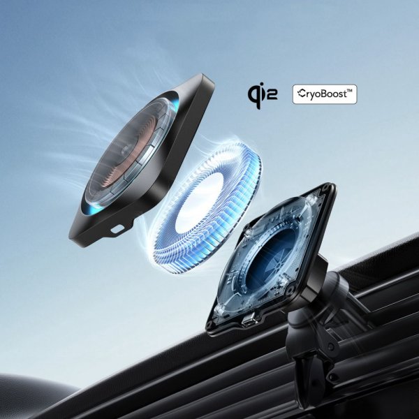 ESR Mobilholder til bil Qi2 Air Vent/Dashboard Wireless Car Charger CryBoost HaloLock Svart