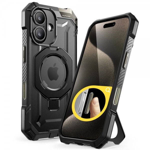 Supcase iPhone 16 Deksel UB Grip MagSafe Svart