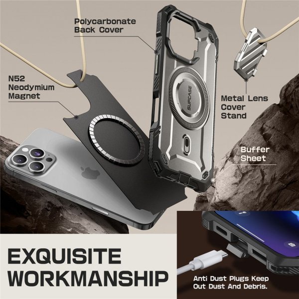 Supcase iPhone 16 Pro Max Deksel UB Mag XT Grå