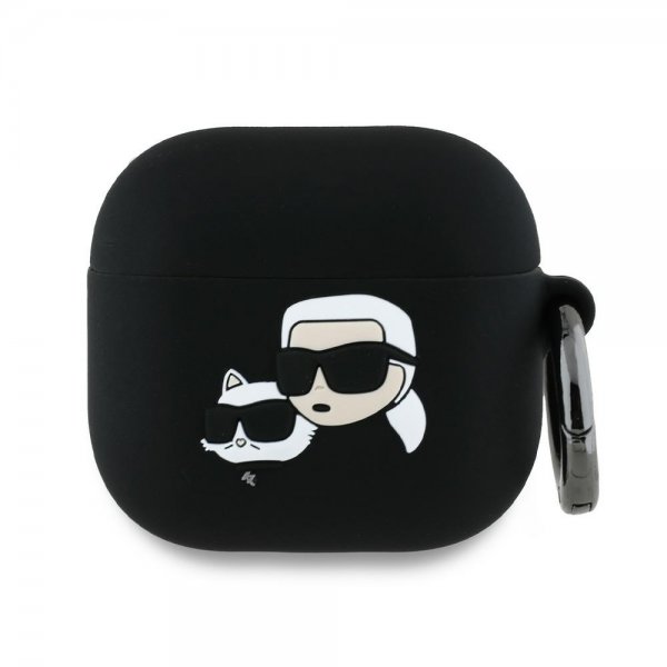 Karl Lagerfeld AirPods 4 Deksel Karl & Choupette 3D Svart