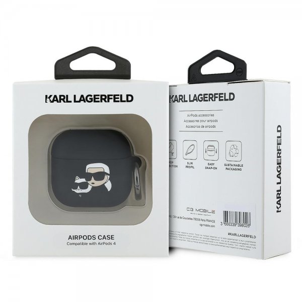 Karl Lagerfeld AirPods 4 Deksel Karl & Choupette 3D Svart