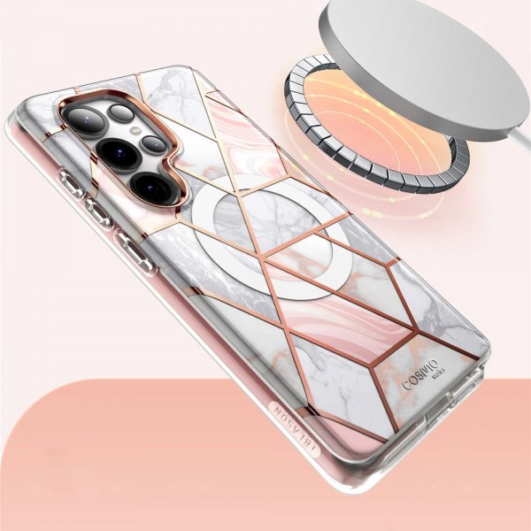 Supcase Samsung Galaxy S25 Ultra Deksel Cosmo MagSafe Pink Marble