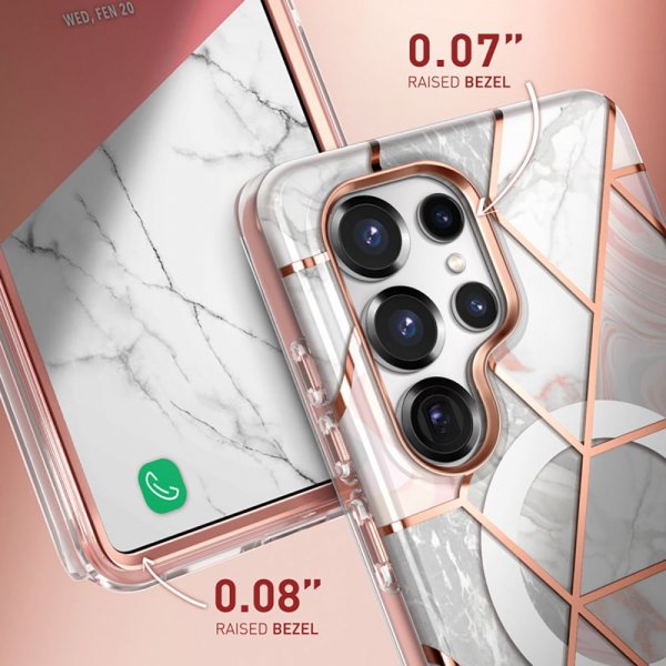 Supcase Samsung Galaxy S25 Ultra Deksel Cosmo MagSafe Pink Marble