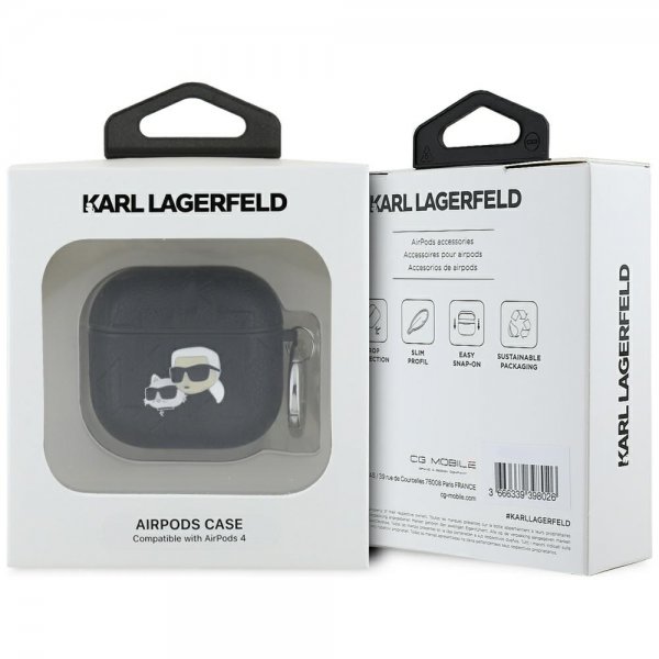 Karl Lagerfeld AirPods 4 Deksel Monogram Karl & Choupette Svart