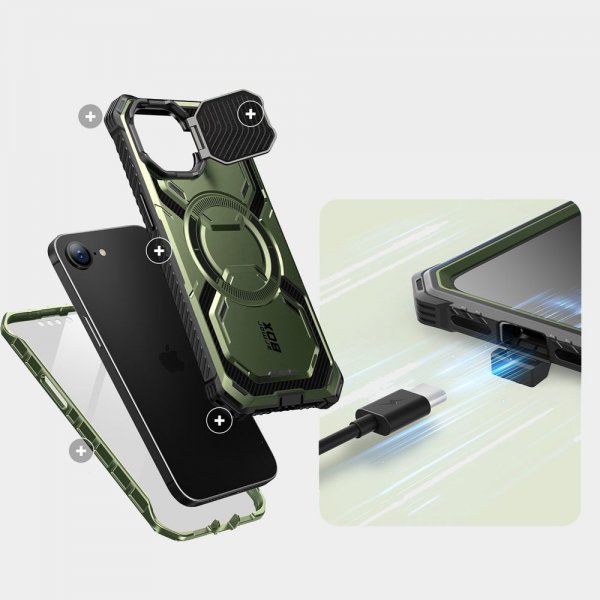 Supcase iPhone 16e/iPhone 17e Deksel ArmorBox MagSafe Grønn
