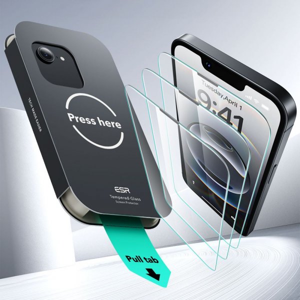 ESR iPhone 13/13 Pro/14/16e/17e Skjermbeskytter UltraFit 2-pakning