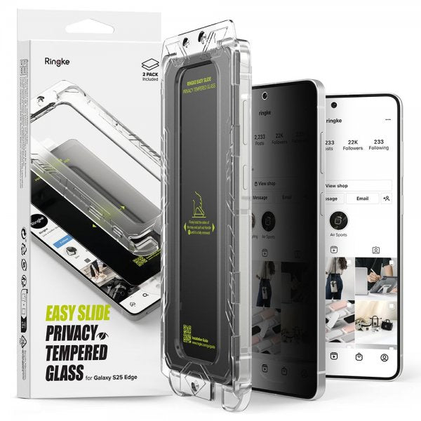 Ringke Samsung Galaxy S25 Edge Skjermbeskytter Easy Slide Privacy 2-pakning