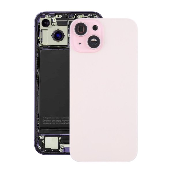 iPhone 15 baksideglass med magnet og kameralinse - rosa