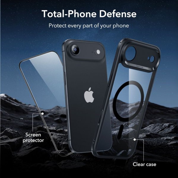 ESR iPhone Air Deksel og Skjermbeskytter Classic Hybrid MagSafe Set Svart Transparent