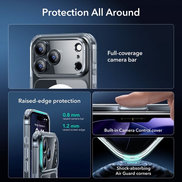 ESR iPhone 17 Pro Max Deksel og Skjermbeskytter Classic Hybrid MagSafe Set Transparent