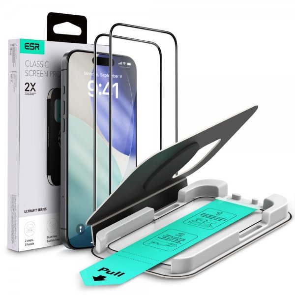 ESR iPhone 16 Pro/iPhone 17 Skjermbeskytter UltraFit 2-pakning