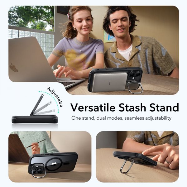 ESR iPhone 17 Deksel Classic Hybrid Kickstand MagSafe Svart Transparent