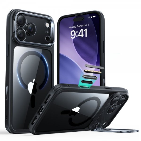 ESR iPhone 17 Pro Max Deksel Classic Hybrid Kickstand MagSafe Svart Transparent