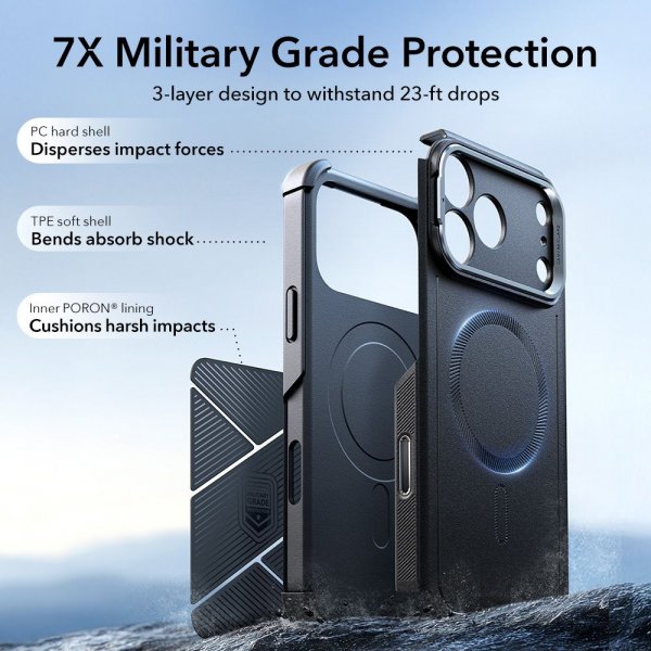 ESR iPhone 17 Pro Deksel Cyber Tough Kickstand MagSafe Svart