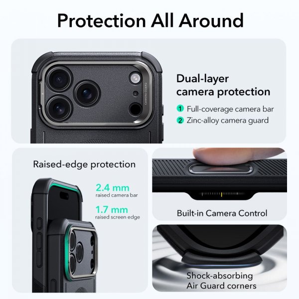 ESR iPhone 17 Pro Max Deksel Cyber Tough Kickstand MagSafe Svart
