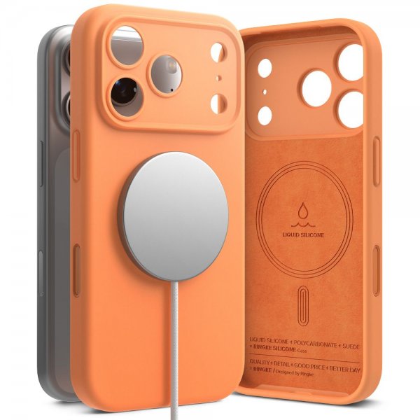 Ringke iPhone 17 Pro Max Deksel Silicone Magnetic Tangerine