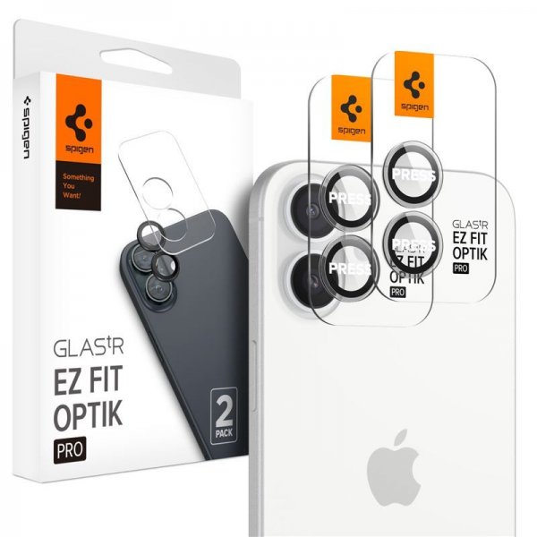 Spigen iPhone 16/16 Plus/17 Kamerabeskytter GLAS.tR EZ Fit Optik Pro 2-pakning Crystal Clear